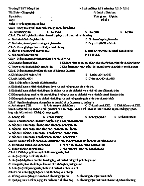 Đề kiểm tra học kì II Sinh học 12- Năm học 2015-2016 - Trường THPT Đồng Phú